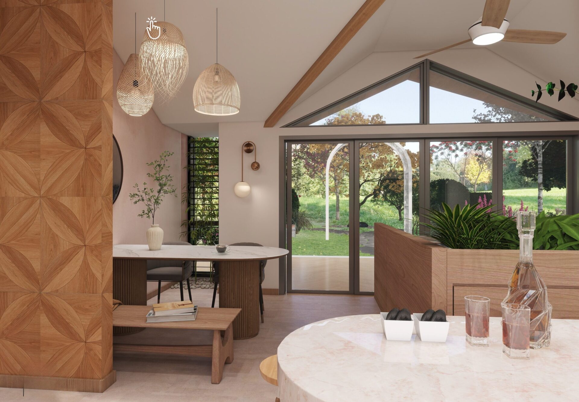 Cetina 3D Render Dining & Living 3D render of a living and dining space